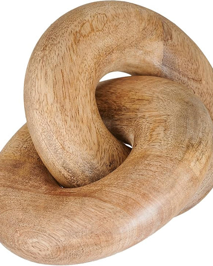 Wood Knot Decorative Chain, Rustic Wood Link Decorative Object Large Wooden Chain for Home Living Room Coffee Table Farmhouse Natural Wood 7.5 X 6 X 3.5 Inches - LeafyLoom