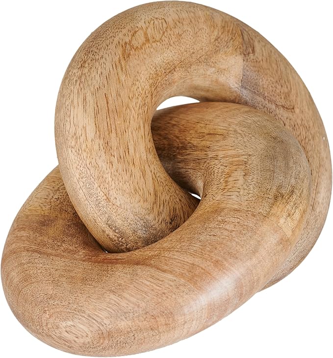 Wood Knot Decorative Chain, Rustic Wood Link Decorative Object Large Wooden Chain for Home Living Room Coffee Table Farmhouse Natural Wood 7.5 X 6 X 3.5 Inches - LeafyLoom
