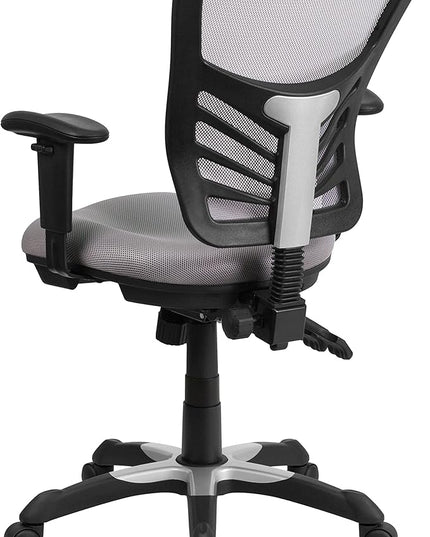 Flash Furniture Nicholas Mid-Back Swivel Office and Gaming Chair, Ergonomic Mesh Office Chair with Adjustable Lumbar Support and Height, Gray - LeafyLoom