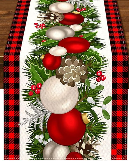 Nepnuser Black and Red Buffalo Check Plaid Christmas Table Runner 108 Inches Long Seasonal Winter Xmas Party Decoration Holiday Home Kitchen Dining Room Decor Nepnuser