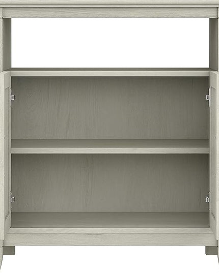 Bush Furniture Key West Tall TV Stand for 65 Inch TV in Linen White Oak, Farmhouse Entertainment Center with Storage - LeafyLoom