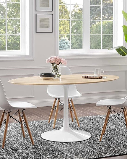 Modway Lippa Dining Table, 60", White Natural - LeafyLoom