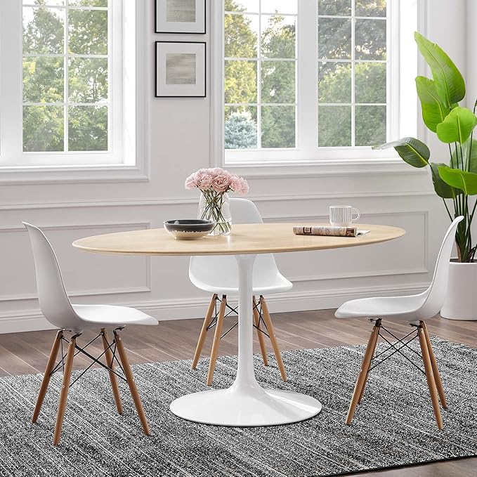 Modway Lippa Dining Table, 60", White Natural - LeafyLoom
