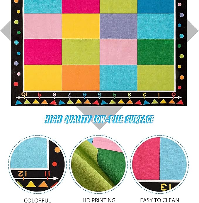 Booooom Jackson Classroom Carpet, Children's Classroom Rug 8'5"x6'5”Kid Rug with Non-Slip Backing,Children's Classroom Educational Seating Carpet Elementary - LeafyLoom