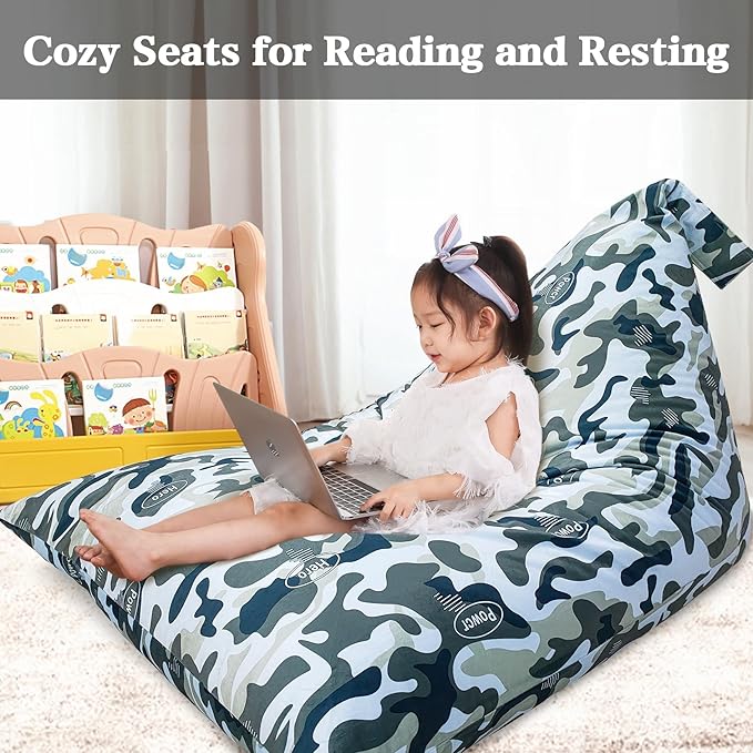 Jorbest Stuffed Animal Storage, Soccer Stuffed Animal Bean Bag Storage, Bean Bag Chair Cover for Kids, Luxury Velvet Stuffie Seat - Cover ONLY (200L/52 Gal) - LeafyLoom