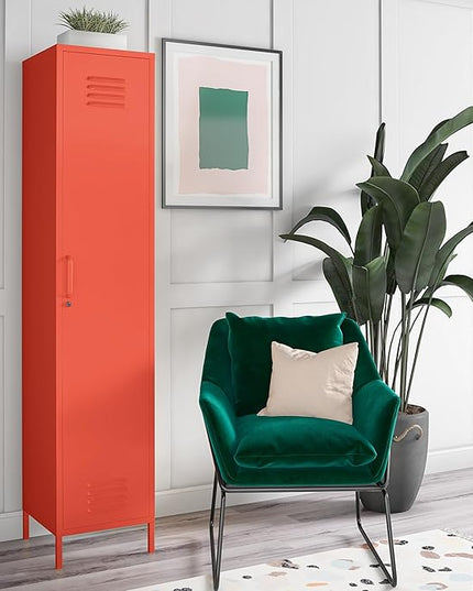Novogratz Cache Single Metal Locker Storage, Orange Cabinet - LeafyLoom