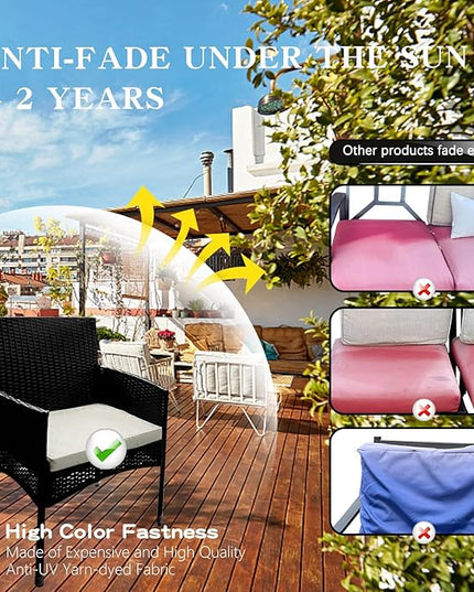 ClawsCover 3Pack Outdoor Seat Cushions Replacement Covers Fit for 4 Pieces Wicker Rattan Furniture Patio Conversation Set Loveseat Chair,38x19x2,19x19x2,Cream-Large (Include Cover Only) - LeafyLoom