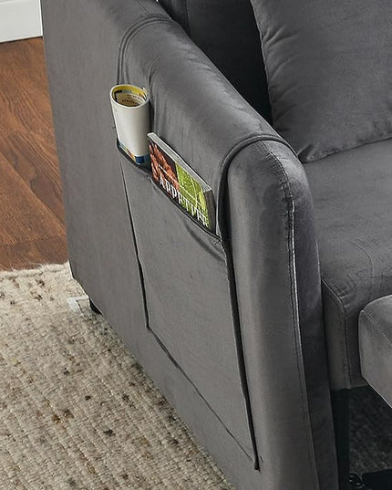 Modern Convertible Loveseat Sofa Bed, Compact Functional Love Seat,Comfy Velvet Sleeper Sofabed 3 in1 Recliner Sofa&Couch with Removable Side Pockets for Small Space Living Room/Guest Room - LeafyLoom