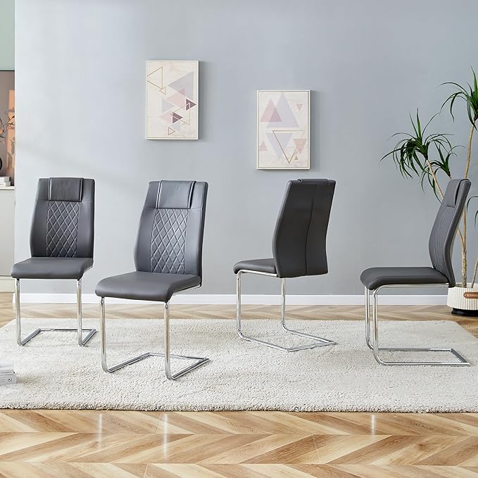NicBex Haerin-SD-00313-LWJ Dining Chairs, 16"x19"x38", Gray and Silver - LeafyLoom