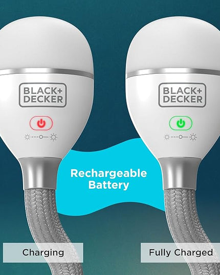 BLACK+DECKER Snake Light, Use for Book Light, Desk Light, and Work Light, 2 Settings, Flexible and Rechargeable (BDCFSL01) - LeafyLoom