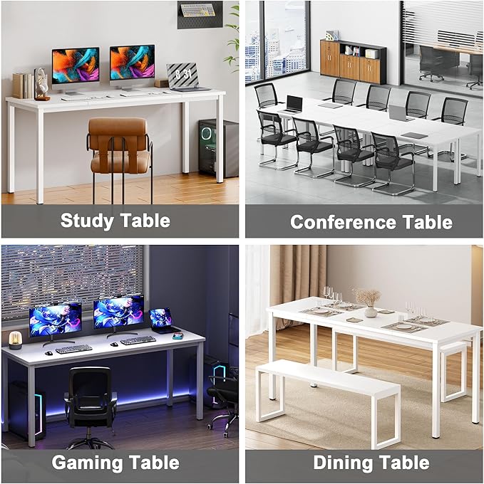 Need Large Computer Desk 70.8 x 23.6 inches Conference Table Large Office Desk Writing Table Workstation for Home Office,White 10FJGSAC3-180WW-60-ND - LeafyLoom