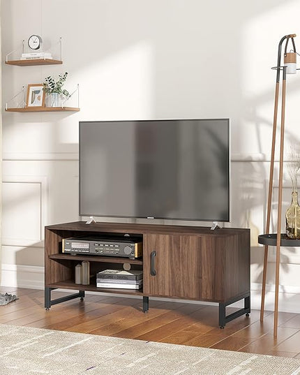 Novilla Media Console, TV Stand for TV's up to 50" Flat Screen Living Room Storage Cabinet Doors and Shelves Entertainment Center, 43 Inches, Walnut - LeafyLoom