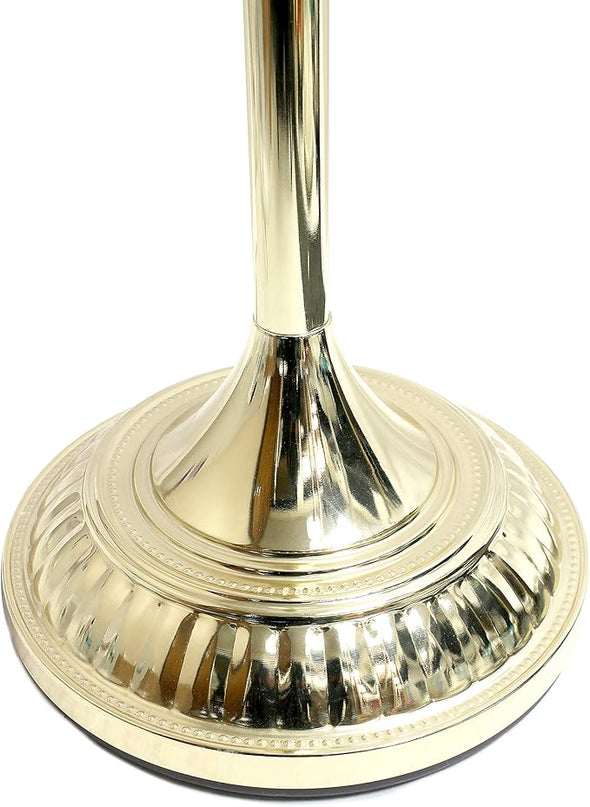 Elegant Designs LF2001-GLD 1 Light Torchiere Marbleized White Glass Shade Floor Lamp, Gold - LeafyLoom