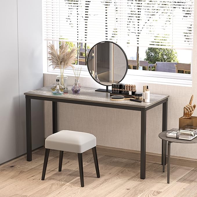 Teraves Computer Desk/Dining Table Office Desk Sturdy Writing Workstation for Home Office (47.24”, Black Oak) - LeafyLoom