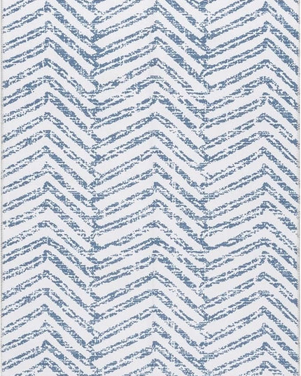 nuLOOM Rosanne Machine Washable Geometric Ultra Thin Runner Rug, 2' 6" x 6', Blue - LeafyLoom