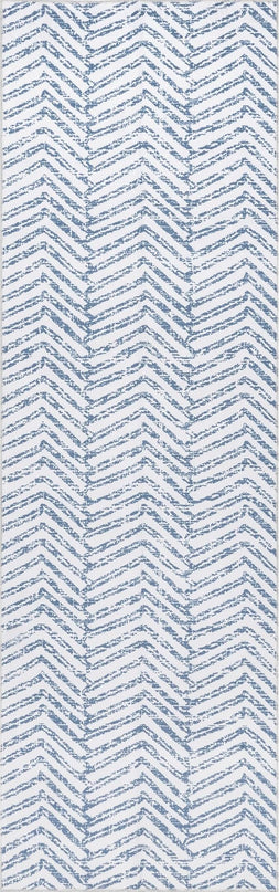 nuLOOM Rosanne Machine Washable Geometric Ultra Thin Runner Rug, 2' 6" x 6', Blue - LeafyLoom