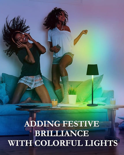 2-Pack 5200mAh RGB Cordless Table Lamp, RGB 8 Modes & Touch Control Rechargeable Battery Desk Lamp, IP54 Waterproof Battery Operated Lamp for Bedroom/Outdoor/Restaurant/Camping/Bars (Black) - LeafyLoom