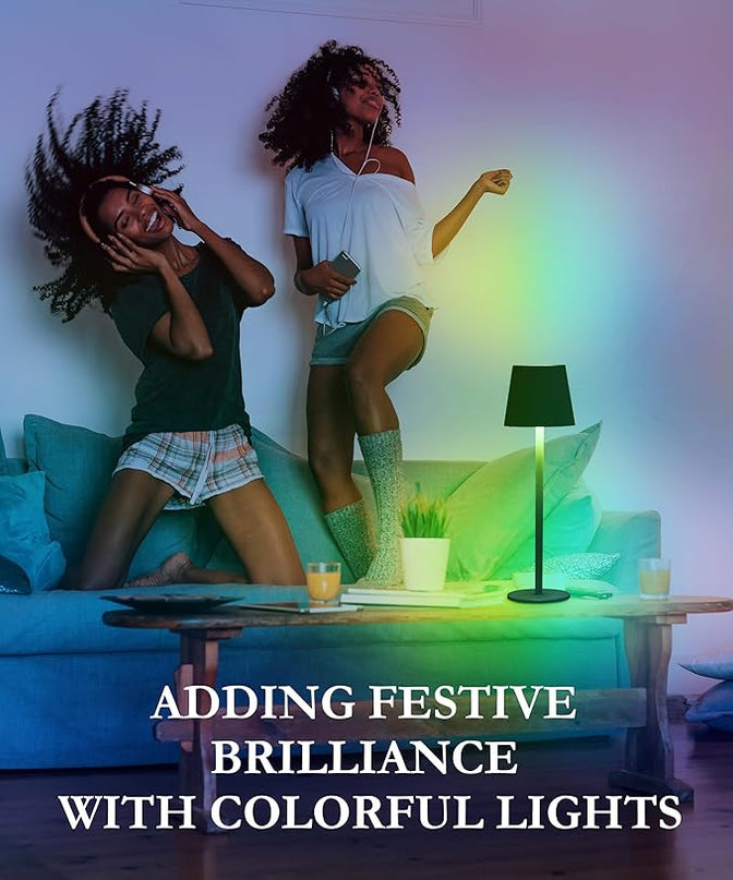 2-Pack 5200mAh RGB Cordless Table Lamp, RGB 8 Modes & Touch Control Rechargeable Battery Desk Lamp, IP54 Waterproof Battery Operated Lamp for Bedroom/Outdoor/Restaurant/Camping/Bars (Black) - LeafyLoom