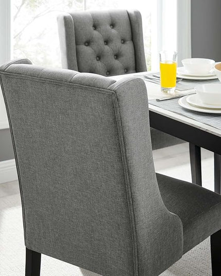Modway Baronet Button Tufted Fabric, One Dining Chair, Light Gray - LeafyLoom