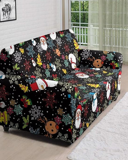 FKELYI Christmas Sofa Slipcover Santa Claus Furniture Protector Washable Easy Going Stretch Sofa Slipcover with Elastic Bottom L FKELYI