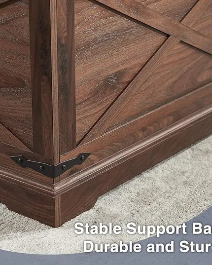 Farmhouse Square Coffee Table with Storage, Wood Center Table with Hinged Lift Top, Rustic Cocktail Table with Large Hidden Storage Compartment for Living Room, Bedroom,Brown - LeafyLoom