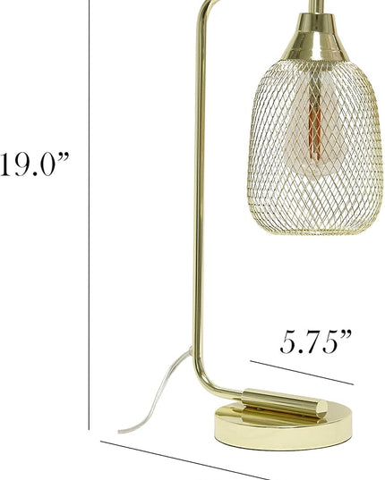 Elegant Designs LD1060-GLD Mesh Wire Table Lamp, Gold - LeafyLoom