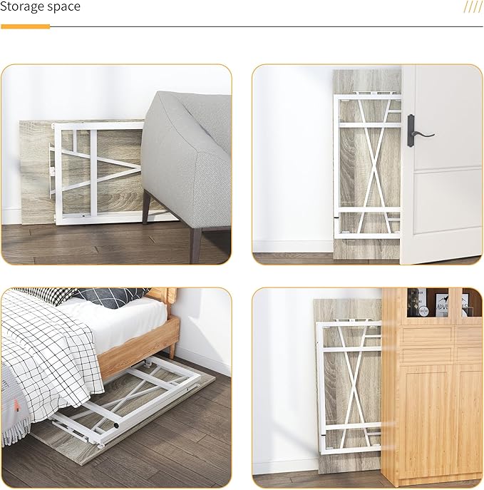 Folding Desk 47 inch No Assembly Required Home Office Table, Writing Gaming Computer Camping Desk, Beige - LeafyLoom