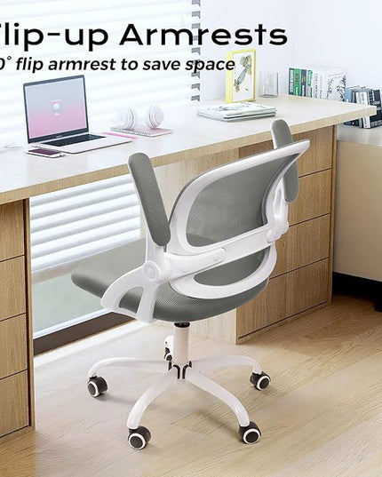 KERDOM Office Chair, Ergonomic Desk Chair, Mesh Computer Chair Height Adjustable, Comfy Swivel Task Chair with Wheels and Flip-up Arms - LeafyLoom