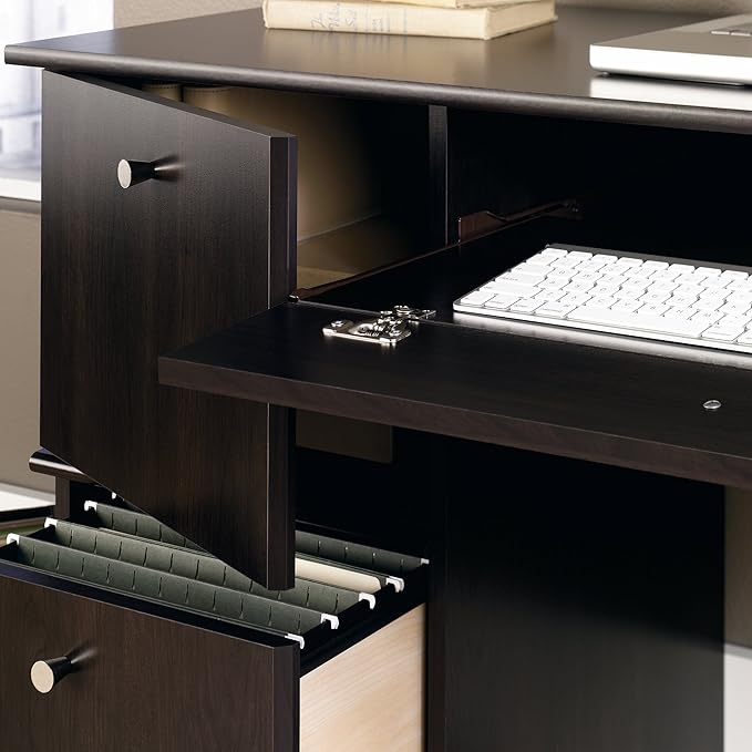 Sauder Computer Desk, Cinnamon Cherry Finish - LeafyLoom