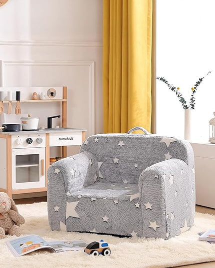 Tiita Kids Foam Chair, Star - Children Sofa with Armrest, Lightweight, Portable, Removable Cover, Side Pockets, Special Design for Girl or Boy - LeafyLoom