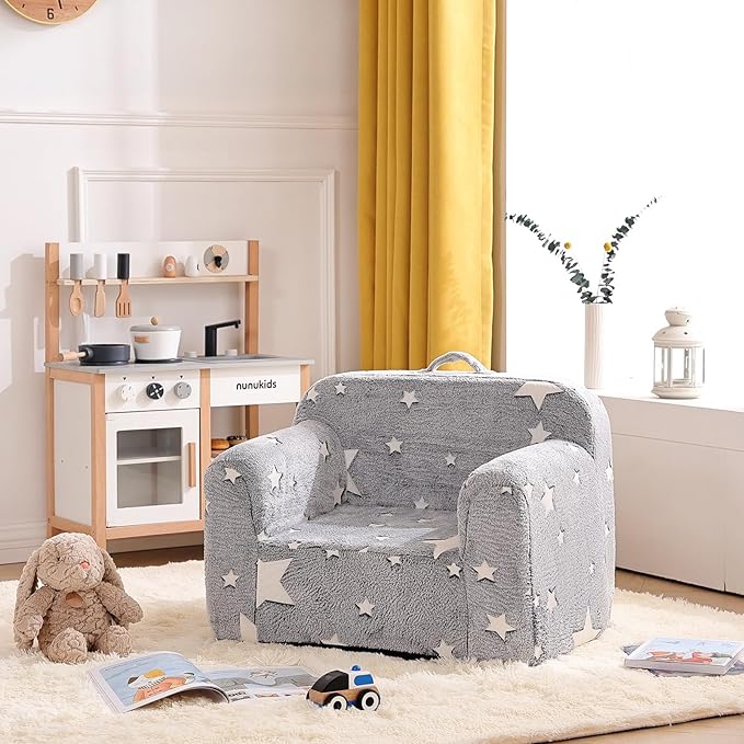 Tiita Kids Foam Chair, Star - Children Sofa with Armrest, Lightweight, Portable, Removable Cover, Side Pockets, Special Design for Girl or Boy - LeafyLoom