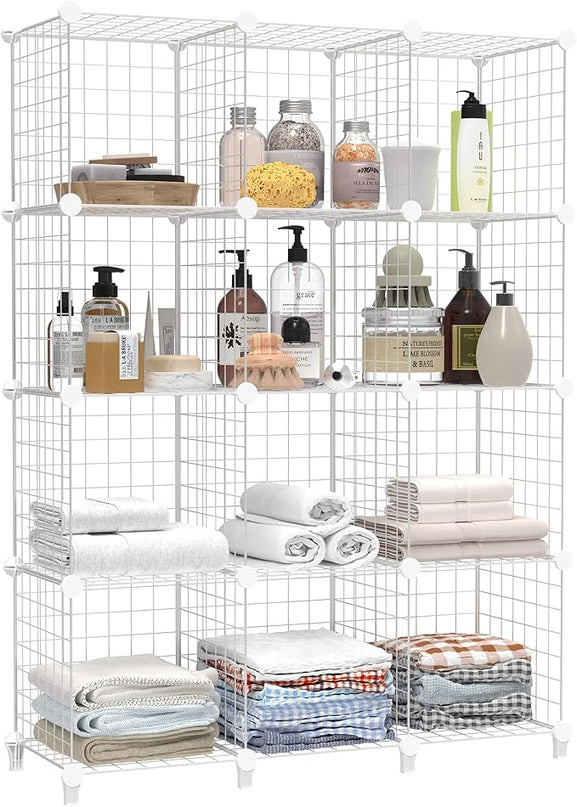 HOMIDEC Closet Organizers and Storage, 12 Storage Cubes, Wire Cube Storage DIY Room Storage Shelf for Garment Racks, Closet, Wardrobe - LeafyLoom