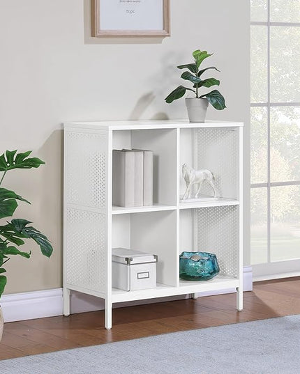 OSP Home Furnishings Ace Contemporary Modern Storage Cube Bookcase, 4 Cubes, White Finish - LeafyLoom