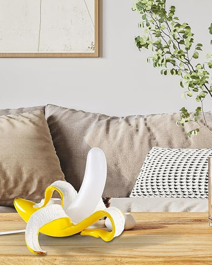 Modern Banana Table Lamp, Desk Lamp,Led Night Light Baking Finish Resin Banana Lighting Fixture for Living Room, Bedroom,Home Office,Kids Room (Sitting) - LeafyLoom
