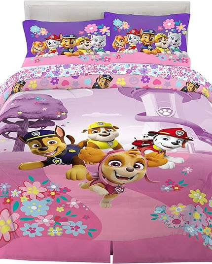 Franco Kids Bedding Super Soft Comforter and Sheet Set, 5 Piece Full Size, Paw Patrol Girls - LeafyLoom
