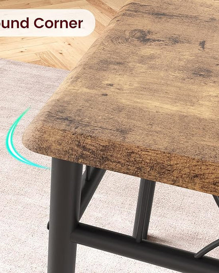 Dining Table Set, 5 Piece Dining Table set for 4, Rectangle Kitchen Table Set with 4 Upholstered Chairs, Dining Table Set for Small Space, Apartment, Retro Brown - LeafyLoom