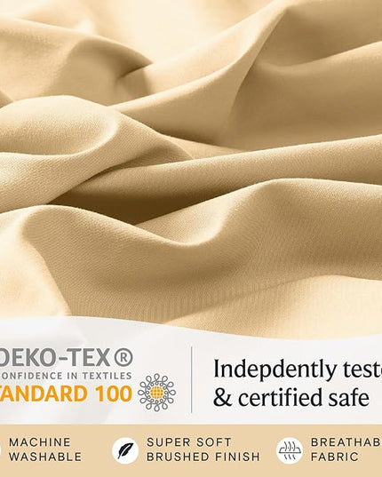 LuxClub 4 PC Sheet Bed Sheets Deep Pockets 18" Eco Friendly Wrinkle Free-Kids-Fitted Sheets Machine Washable Hotel Bedding Silky Soft - Yellow Twin - LeafyLoom