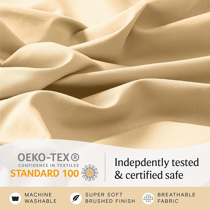 LuxClub 4 PC Sheet Bed Sheets Deep Pockets 18" Eco Friendly Wrinkle Free-Kids-Fitted Sheets Machine Washable Hotel Bedding Silky Soft - Yellow Twin - LeafyLoom