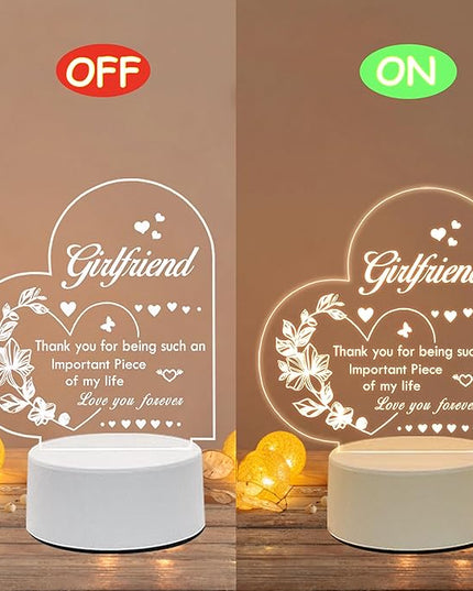 Girlfriend Gift, Birthday Gift for Girlfriend Night Light - Gift for Girlfriend Romantic, Anniversary Christmas Valentines Day Gifts for Girlfriend - LeafyLoom