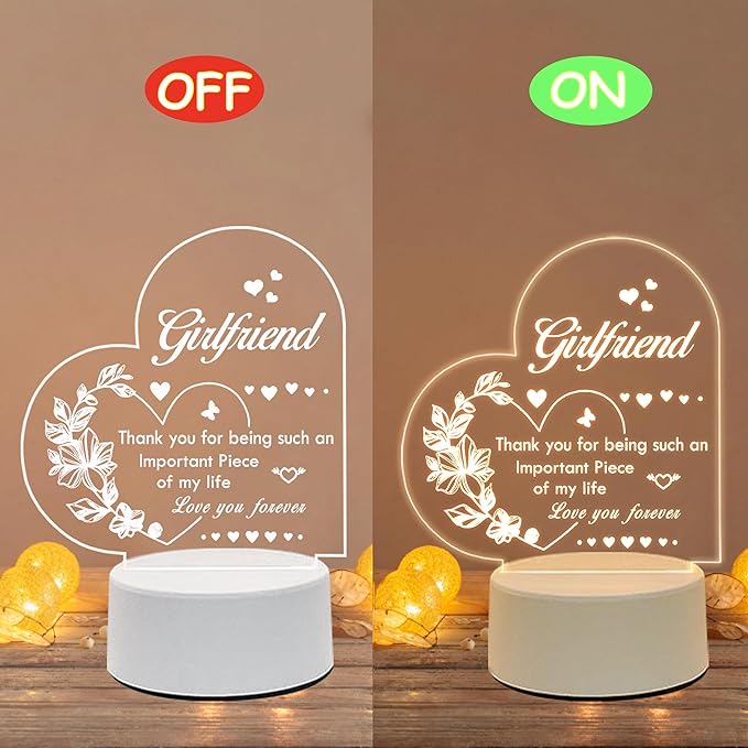 Girlfriend Gift, Birthday Gift for Girlfriend Night Light - Gift for Girlfriend Romantic, Anniversary Christmas Valentines Day Gifts for Girlfriend - LeafyLoom