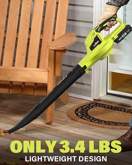 SOYUS Leaf Blower, 20V Leaf Blower Cordless with 2x2.0Ah Battery and Charger, 150 MPH Electric Leaf Blower with Two-Speed Mode, Blowers for Lawn Care, Debris Dust Cleaning(Green) - LeafyLoom