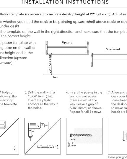 Reversible Wall Desk, White Floating Desk with Wall Mounted Shelf for Computer, Home, Office, Bedroom, Living, Kitchen and Study - L - LeafyLoom