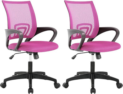 BestOffice Home Office Chair Ergonomic Desk Chair Mesh Computer Chair with Lumbar Support Armrest Executive Rolling Swivel Adjustable Mid Back Task Chair,Pink - LeafyLoom
