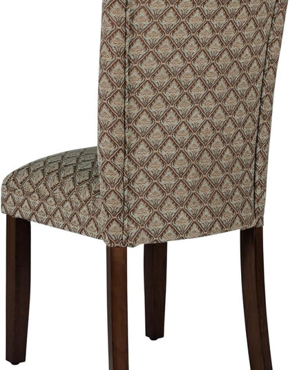 Homepop Home Decor |K1136-F662 | Classic Upholstered Parsons Dining Chair | Single Accent Dining Chair, Blue & Brown Damask - LeafyLoom