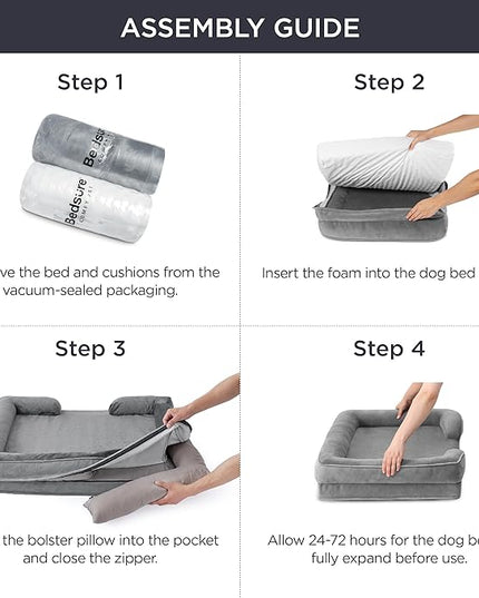 Bedsure Orthopedic Dog Bed for Extra Large Dogs - XL Plus Waterproof Dog Sofa Beds, Supportive Foam Pet Couch Bed with Removable Washable Cover, Waterproof Lining and Nonskid Bottom, Dark Green BEDSURE