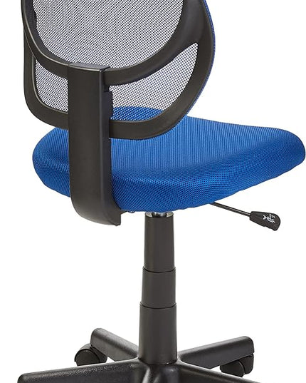 Amazon Basics Office Computer Task Desk Chair, Low-Back, Pneumatic Seat, Breathable Mesh, Adjustable, 21.25"D x 22.5"W x 38"H, Swivel, 270 Pound Capacity, Blue Nylon - LeafyLoom