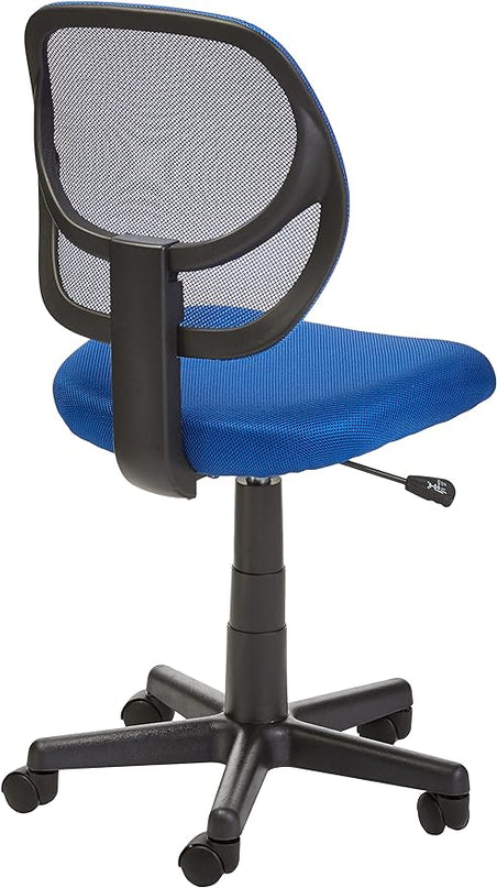 Amazon Basics Office Computer Task Desk Chair, Low-Back, Pneumatic Seat, Breathable Mesh, Adjustable, 21.25"D x 22.5"W x 38"H, Swivel, 270 Pound Capacity, Blue Nylon - LeafyLoom