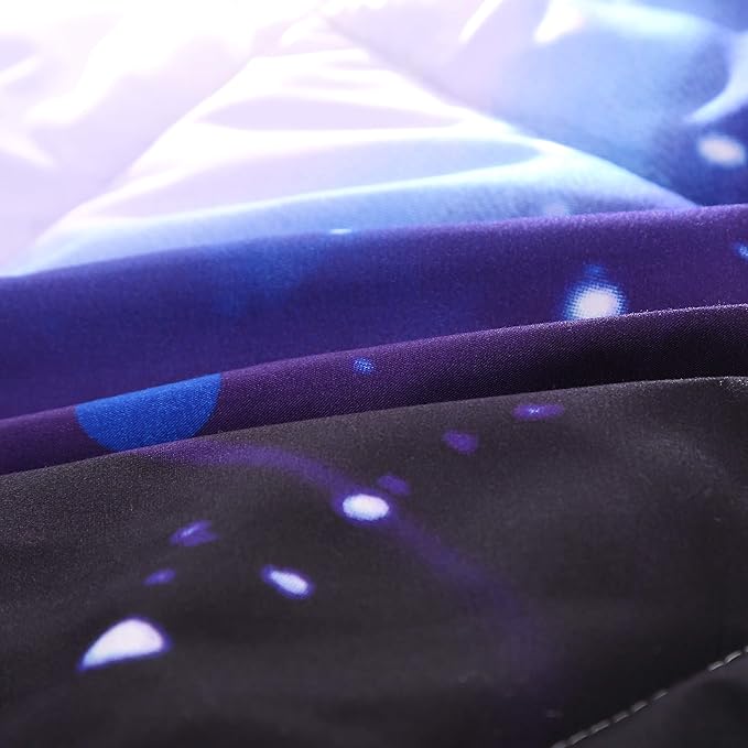 Wowelife Galaxy Comforter Set Full 5 Pieces Galaxy Bedding Set Blue 3D Galaxy Kids Bedding Set Bed in a Bag for Boys and Girls with Comforter, Flat Sheet, Fitted Sheet and 2 Pillowcases - LeafyLoom