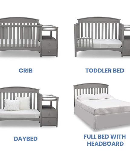 Delta Children Abby Convertible Crib and Changer, Grey - LeafyLoom