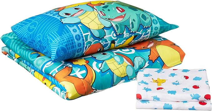 Northwest Pokemon Bed in a Bag Set, Twin, First Starters - LeafyLoom